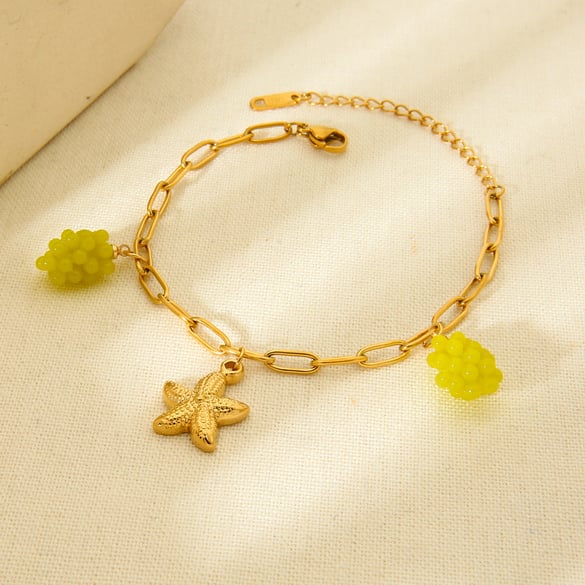 Bracelets à breloques pour femmes en acier inoxydable couleur or, série Simple 2