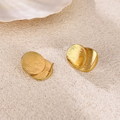 1 paio di orecchini a bottone casual da donna in acciaio inossidabile color oro h5 Immagine6