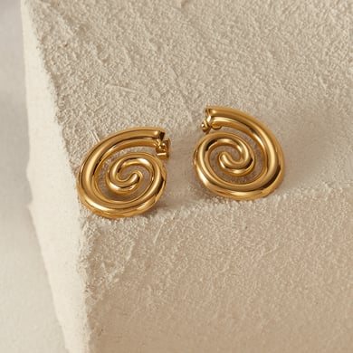 1 par de aretes de botón de acero inoxidable dorados con diseño de tortuga de la serie Simple Daily para mujer h5 Imagen5
