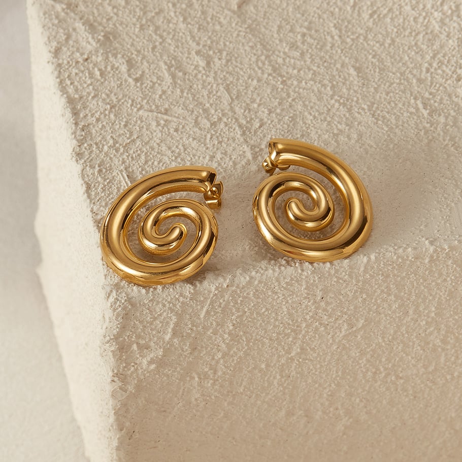 1 par de aretes de botón de acero inoxidable dorados con diseño de tortuga de la serie Simple Daily para mujer Imagen5