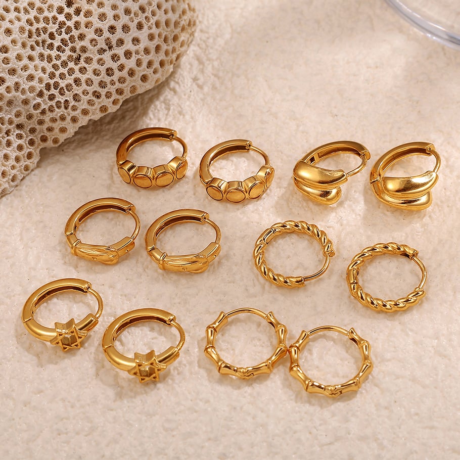 Pendientes de aro de acero inoxidable color dorado Imagen2