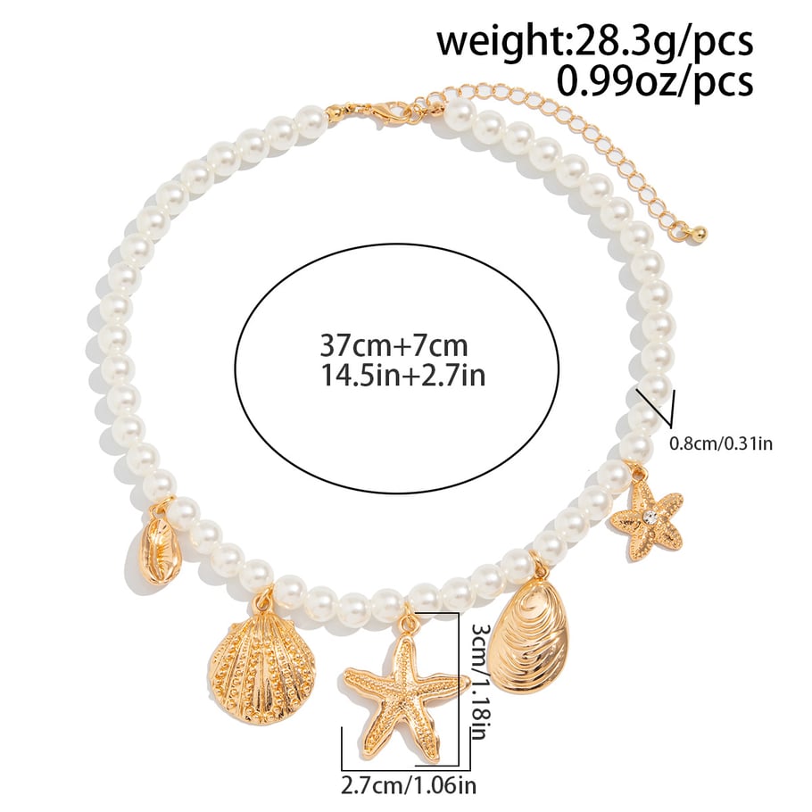 Ins Style Oceanic Alloy Beaded Necklaces Picture2