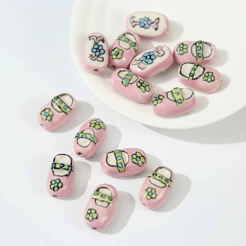 1 pièce de perle en céramique pour bijoux à faire soi-même, motif oiseau 