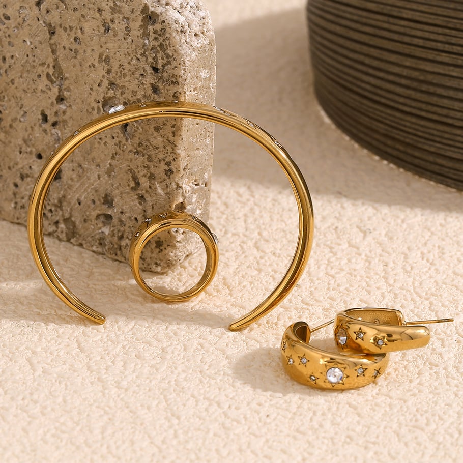 Anillos ajustables de acero inoxidable para mujer con diseño de estrella elegante y serie simple Imagen4