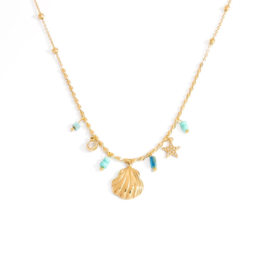 Vacation Shell Stainless Steel Gold Color Women's Pendant Necklaces Picture6