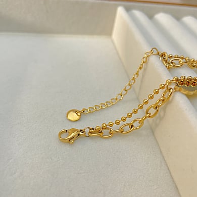 Sweet Heart Stainless Steel Gold Color Charm Bracelets h5 Picture4