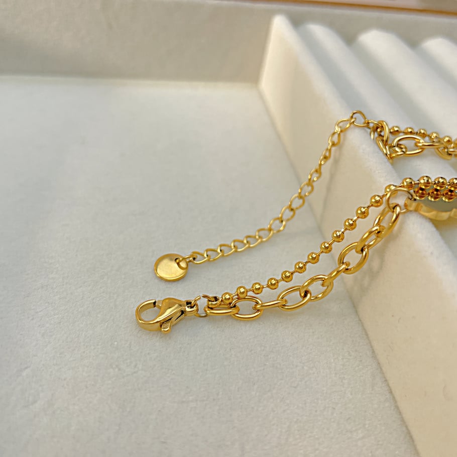 Sweet Heart Stainless Steel Gold Color Charm Bracelets Picture4
