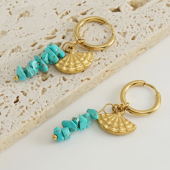 Boucles d&#39;oreilles pendantes classiques en acier inoxydable couleur or