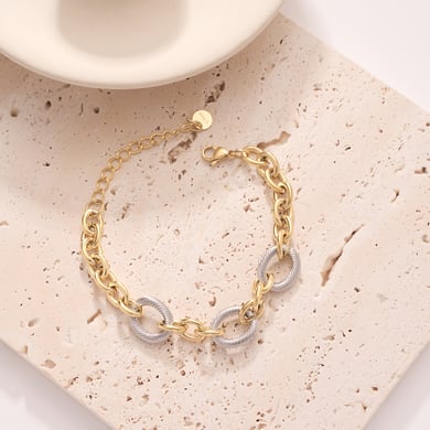 Shining Oval Stainless Steel Gold Color Women's Chain Bracelets h5 Picture4