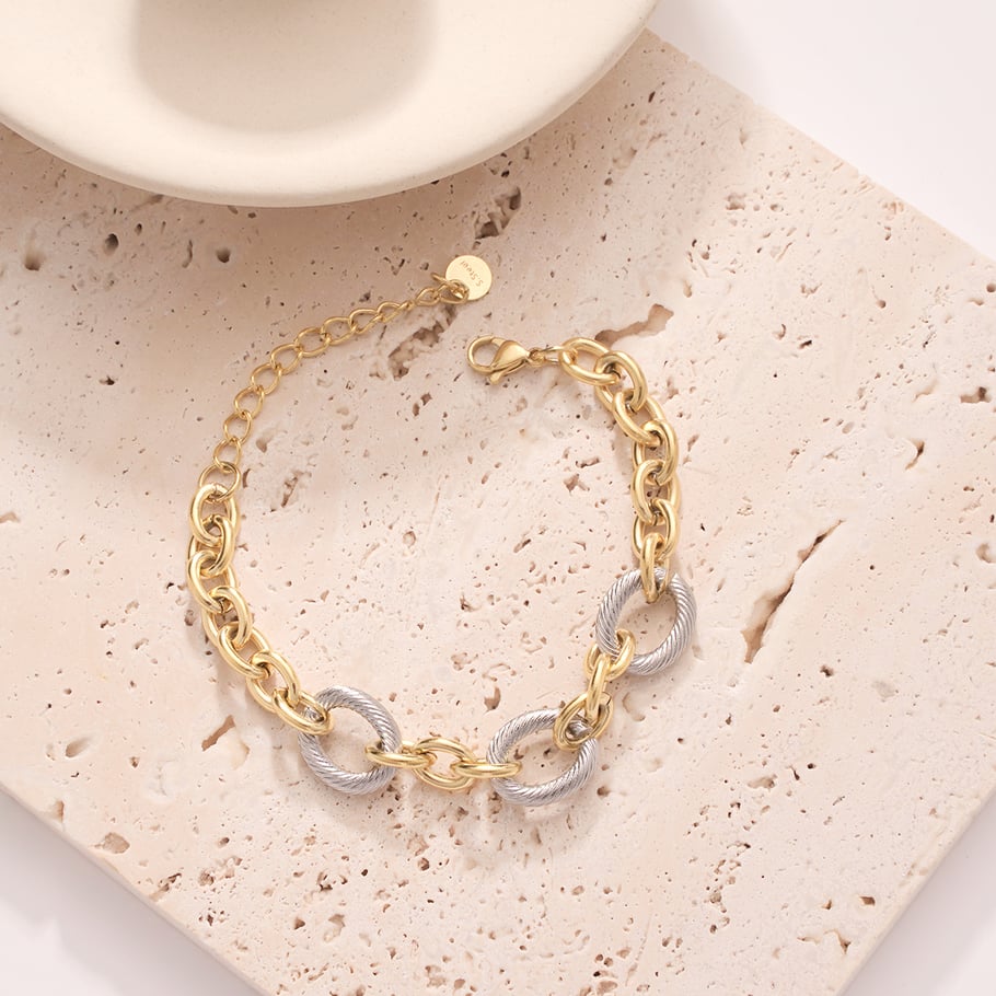 Shining Oval Stainless Steel Gold Color Women's Chain Bracelets Picture4