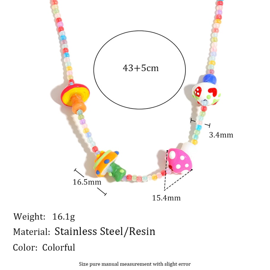 Collane da donna in acrilico con grazioso accessorio a forma di fungo 