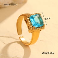 NMSR-G354-2 Mavi Kare Yüzük/One size Resim5