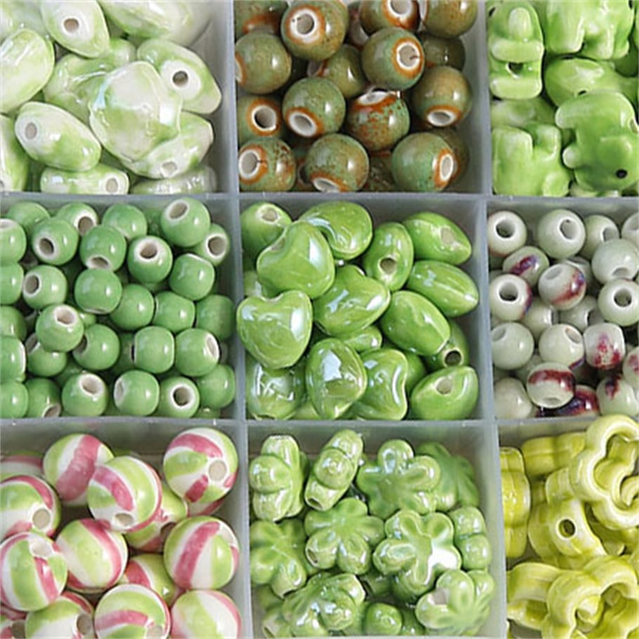 1 pieza de cuentas de cerámica de la serie verde para joyería DIY Imagen2