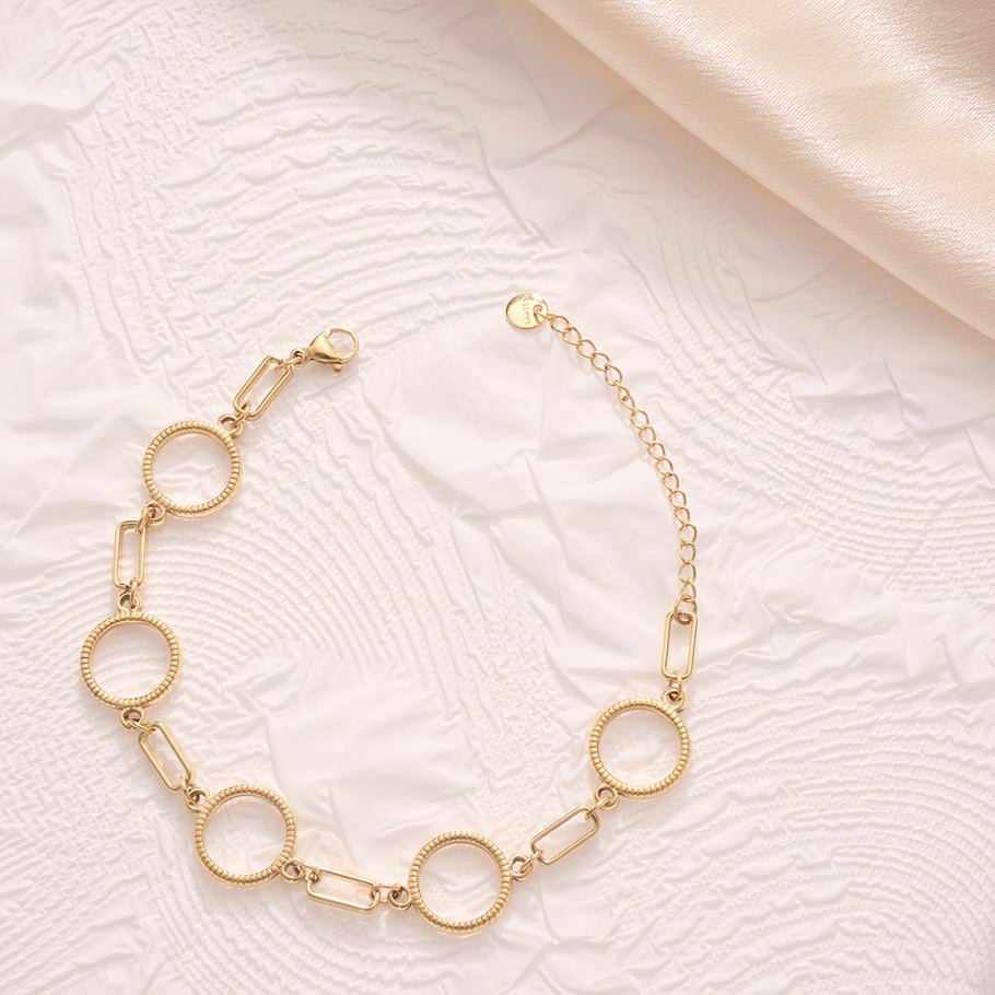 Annular Patchwork Geometric Stainless Steel Gold Color Women's Chain Bracelets Picture6