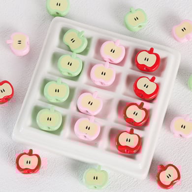 1 pieza de cuentas acrílicas de manzana para joyería DIY h5 Imagen2