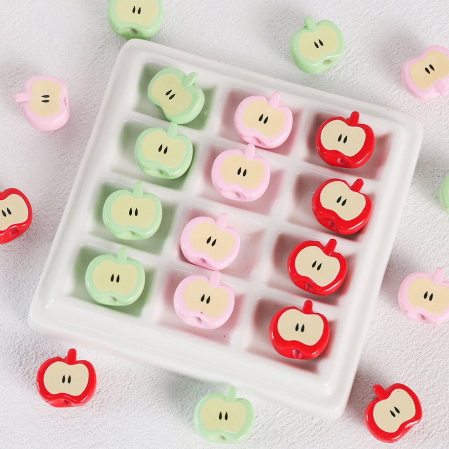 1 pieza de cuentas acrílicas de manzana para joyería DIY Imagen2