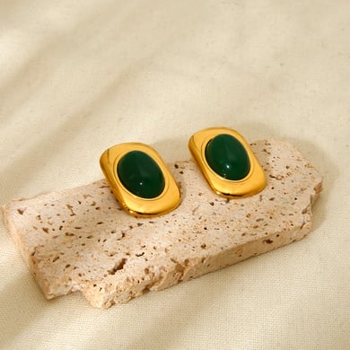 Anillos elípticos rojos y verdes retro de alta gama para mujer h5 Imagen4