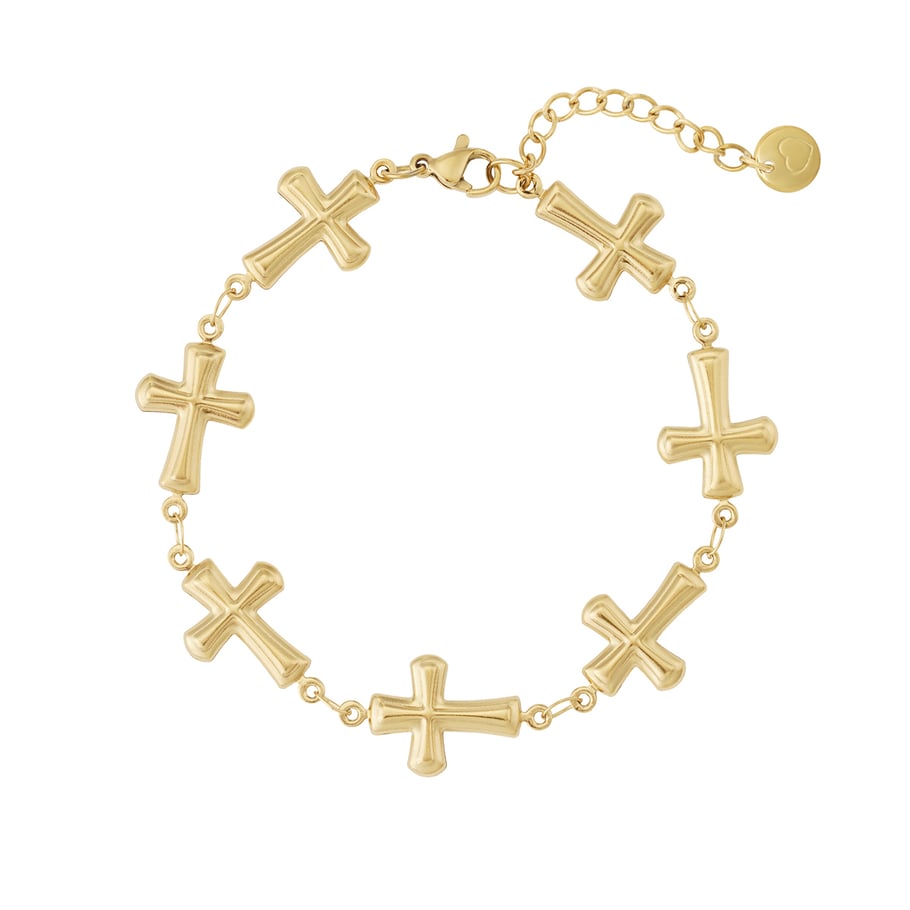 Modern Cross Stainless Steel Gold Color Women's Charm Bracelets 