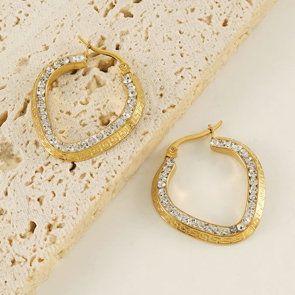 Classic Stainless Steel  Gold Color Hoop Earrings