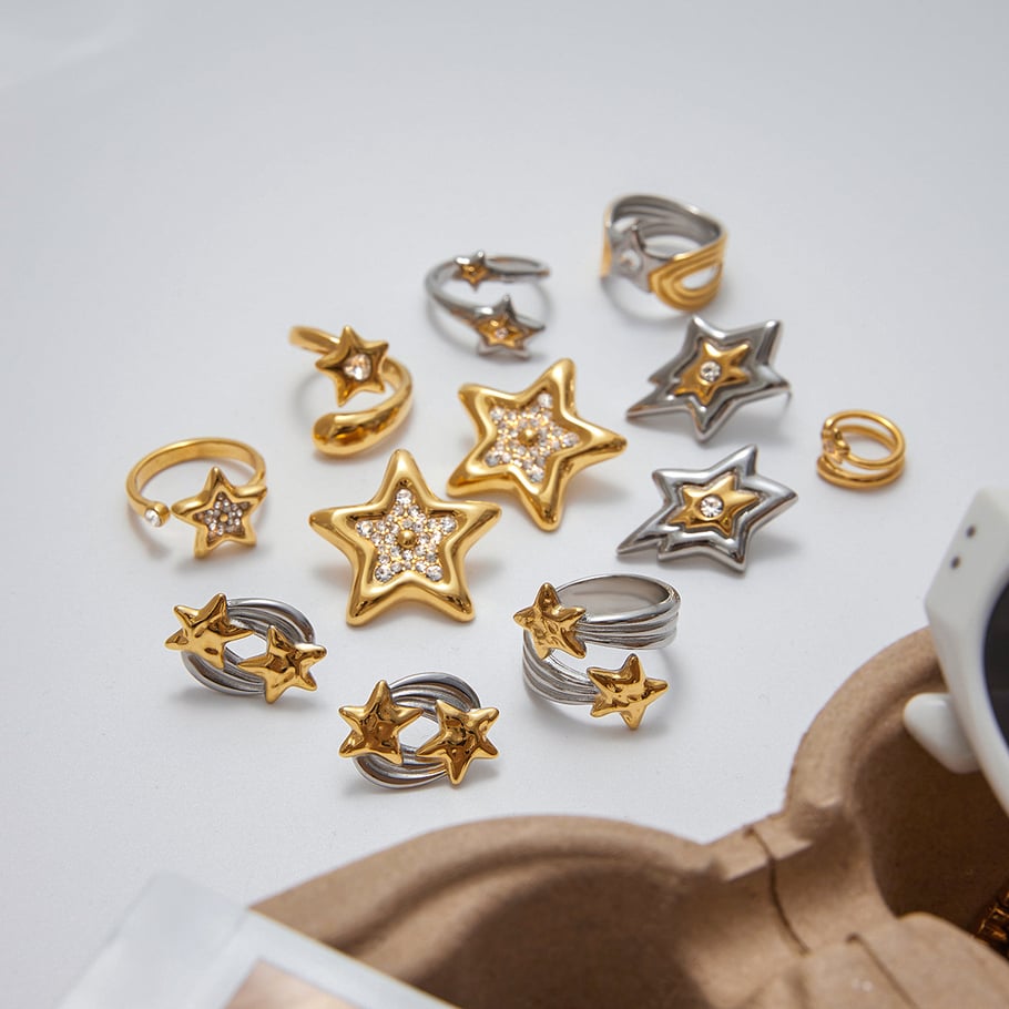 Ins Style Star Edelstahl Gold Farbe Ohrring Sets Bild3