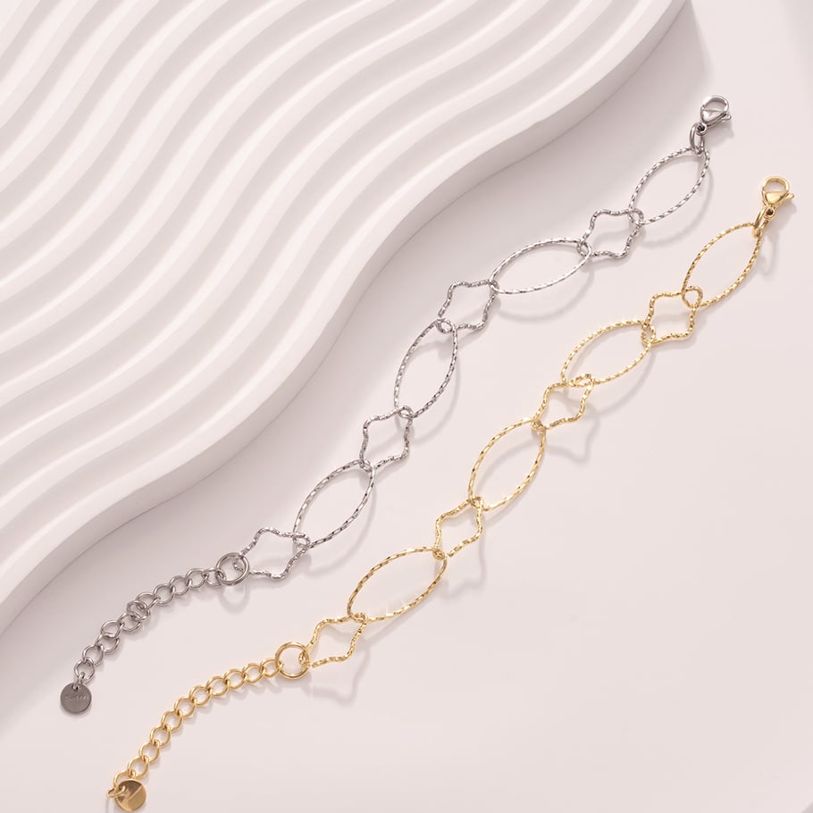 Sophisticated Oval Stainless Steel Gold Color Women's Charm Bracelets h5Picture6