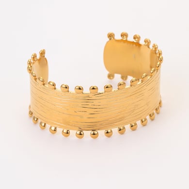 1 pieza de pulseras elegantes de acero inoxidable color dorado para mujer, de serie lujosa h5 Imagen6