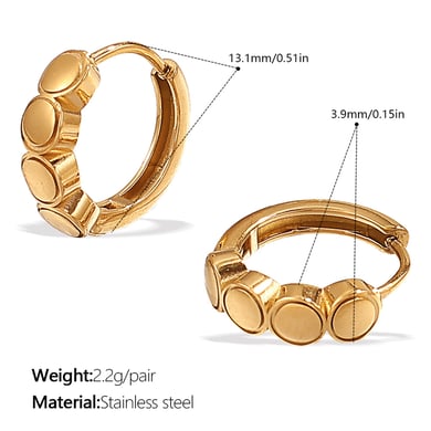 Pendientes de aro de acero inoxidable color dorado h5 