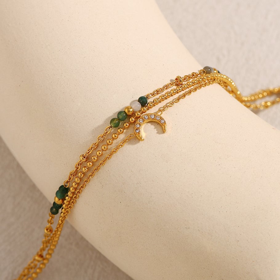 Simple Series Retro Moon roestvrijstalen dameskettingarmbanden Afbeelding4