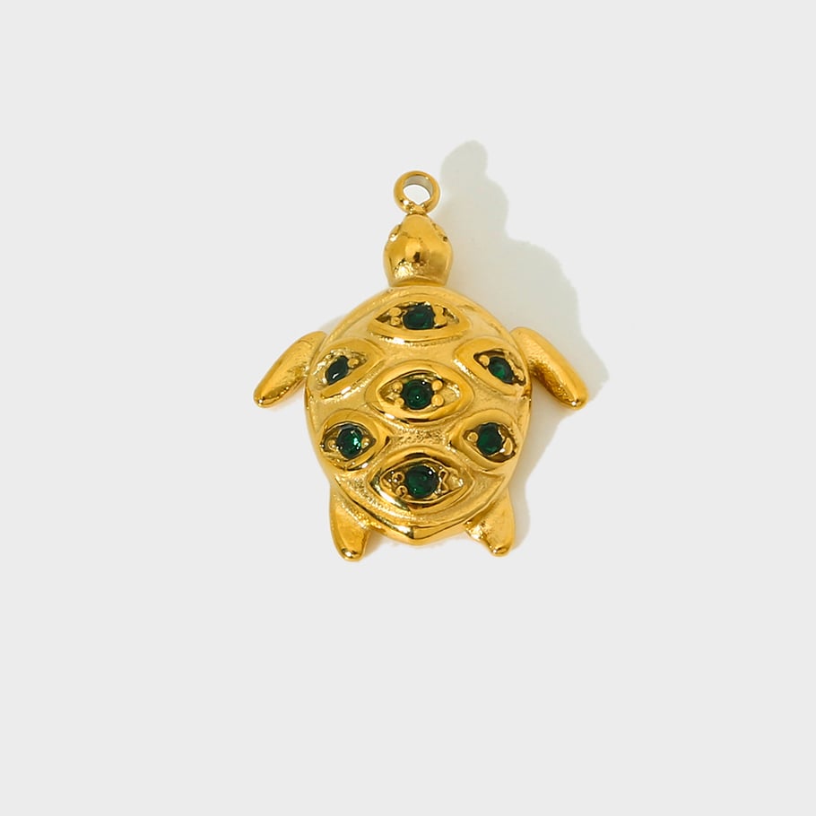 1 Paar Classic Series Retro Turtle Edelstahl Gold Farbe Unisex Anhänger Bild2