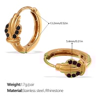 EH1053BKG Pendientes pequeños de oro con diamantes negros 