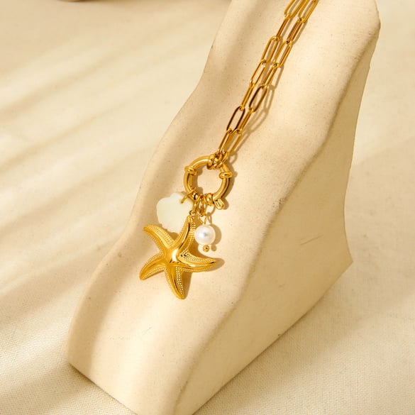 1 par de collares colgantes de acero inoxidable dorados con diseño de tortuga de vacaciones de la serie romántica para mujer