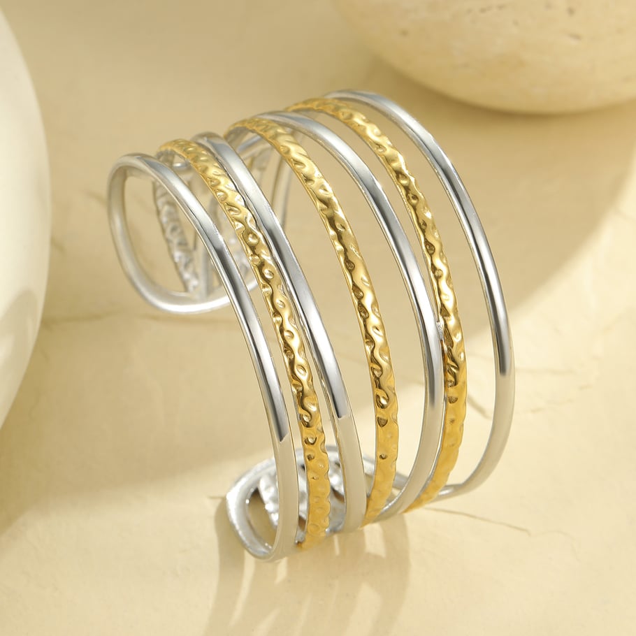 Pulseras de acero inoxidable geométricas de lujo para mujer Imagen4