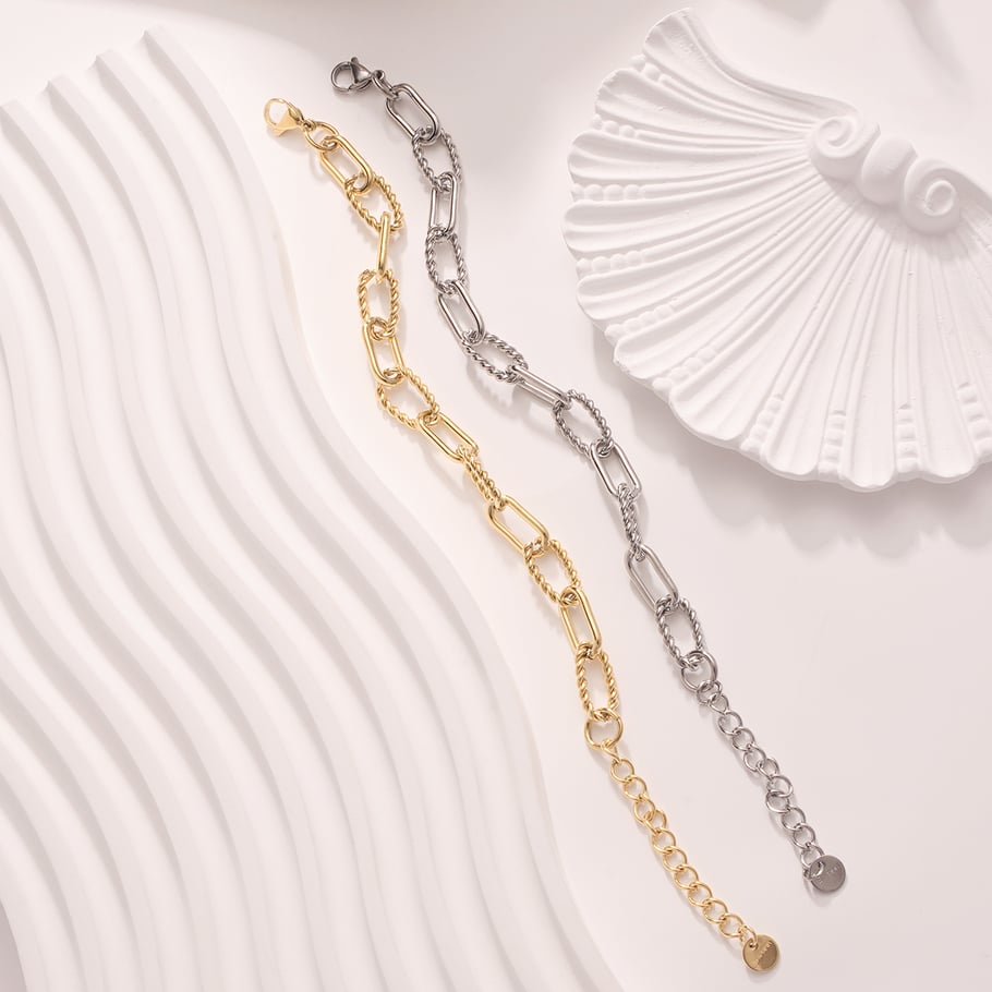 Bracelets à chaîne torsadés en acier inoxydable doré pour femme Image4