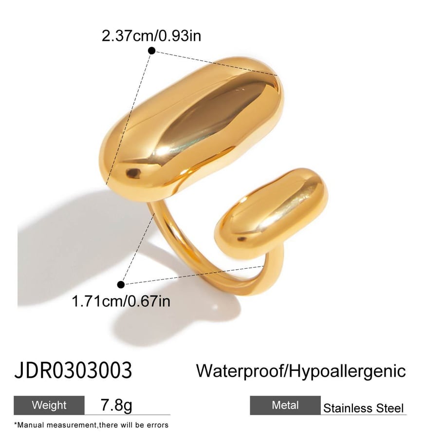 Simple Stainless Steel Mixed Color Statement Ring 