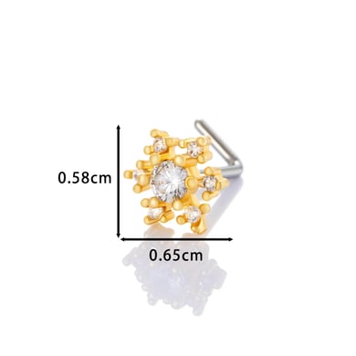 1 piercing de nez flocon de neige en cuivre doré et zircon pour femme h5 Image2