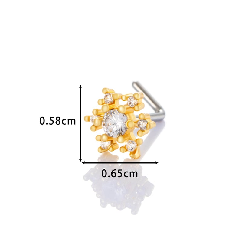 1 piercing de nez flocon de neige en cuivre doré et zircon pour femme Image2
