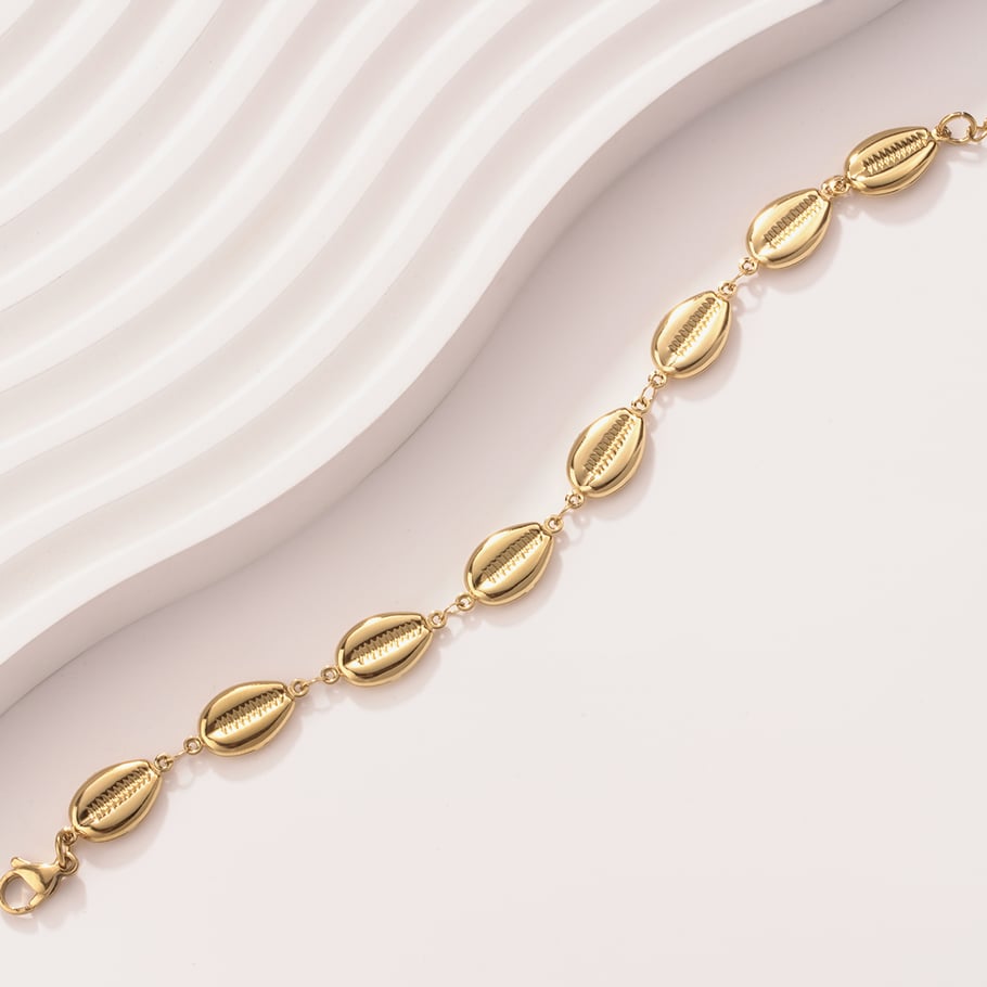 Braccialetti con ciondoli da donna in acciaio inossidabile color oro con conchiglia per le vacanze Immagine4