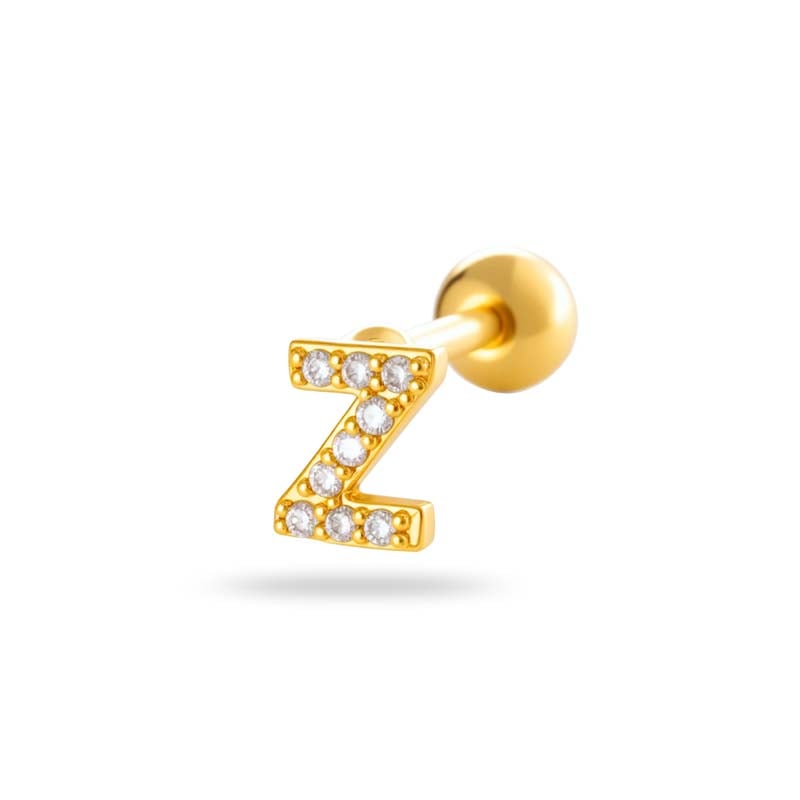 1 Stück Simple Series Simple Letter Kupfer Gold Farbe Zirkon Damen Piercings Ohrringe 