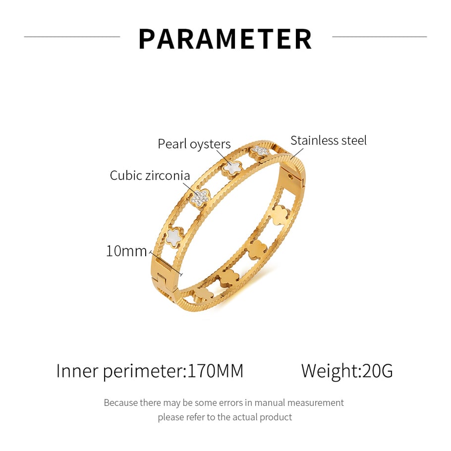 Retro Flower Stainless Steel Gold Color Bangles h5Picture2