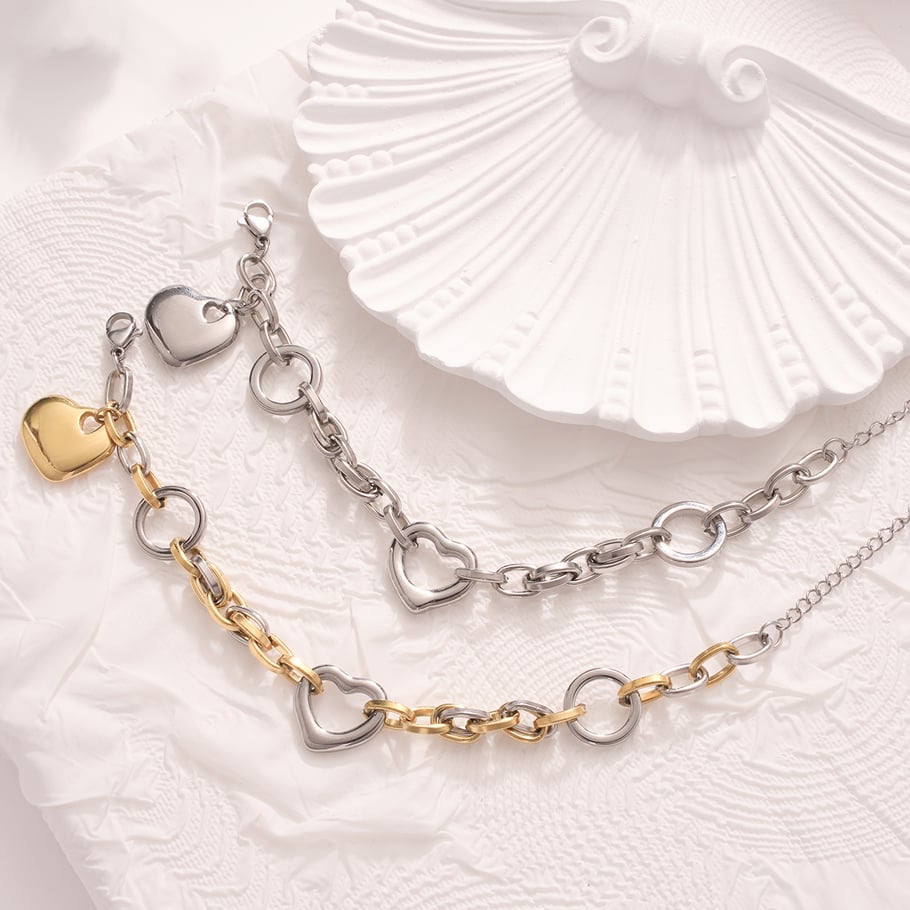 Radiant Heart Stainless Steel Gold Color Women's Charm Bracelets Picture3