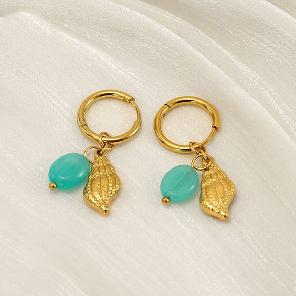 Boucles d&#39;oreilles pendantes Oceanic en acier inoxydable couleur or