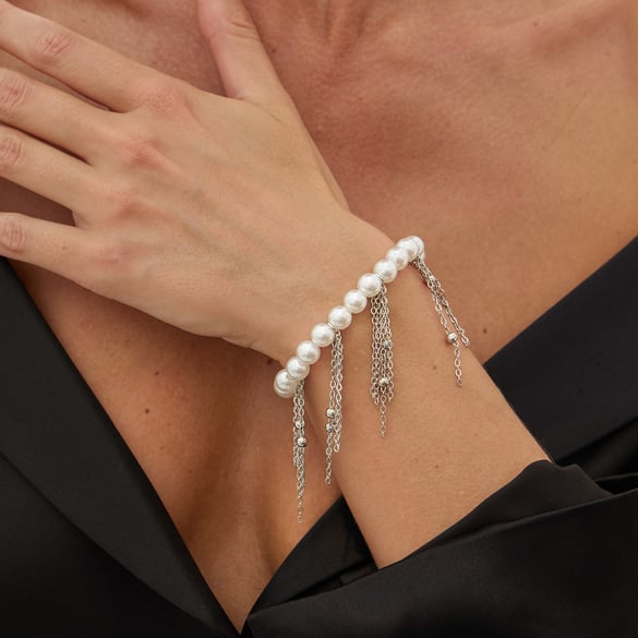 Punk kwastjes kunstmatige parel ijzeren kralen armbanden 2