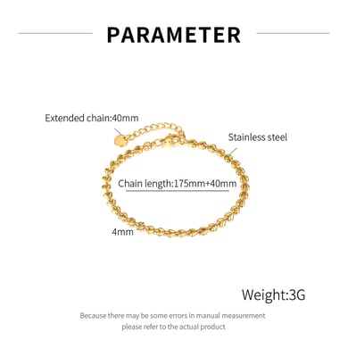 Bracelet chaîne géométrique en acier inoxydable doré pour femme, série simple, 1 pièce h5 Image2