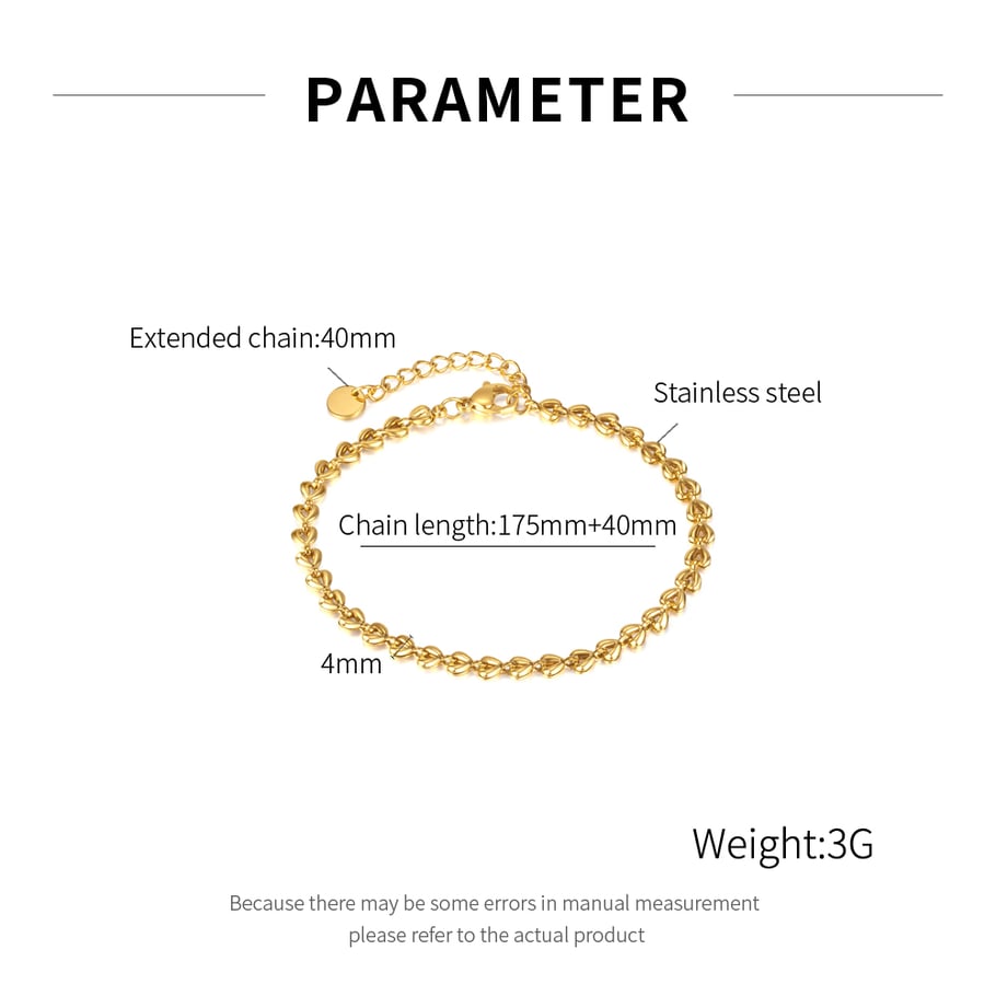 Bracelet chaîne géométrique en acier inoxydable doré pour femme, série simple, 1 pièce Image2