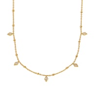 Halskette mit Perlenclip und Diamantanhänger - Gold 