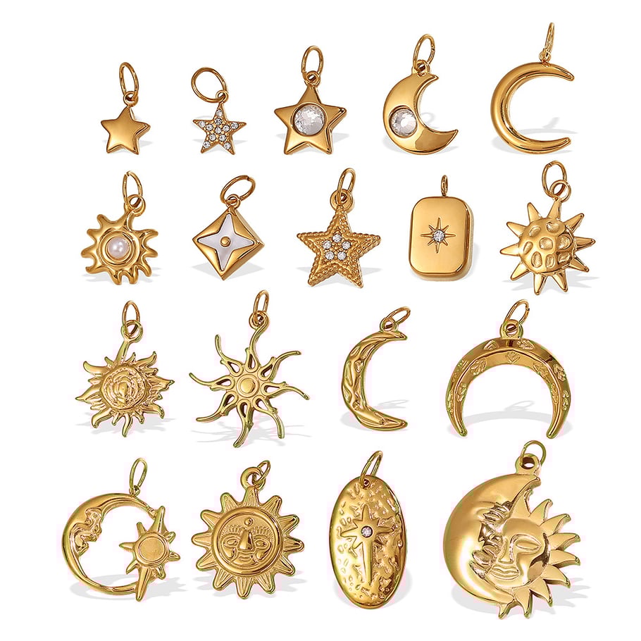 Retro Sun&Moon Stainless Steel Gold Color Pendants Picture5