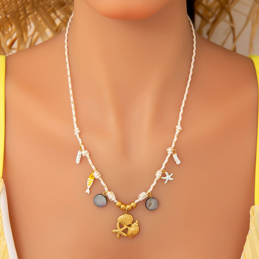 1 Piece Handmade Beaded Starfish Stainless Steel Women's Necklace h5Picture5