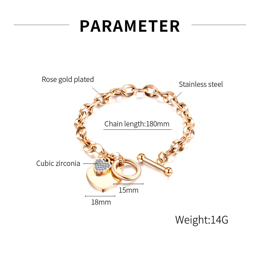 Bracelet simple en acier inoxydable pour femme, 1 pièce, motif cœur Image7