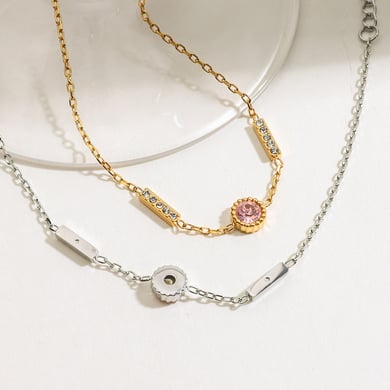 Semplici braccialetti con ciondoli in acciaio inossidabile color oro h5 Immagine3