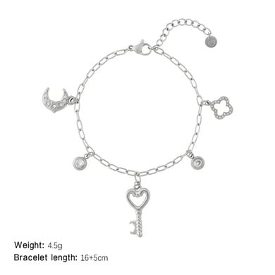 Herz Schlüssel Edelstahl Gold Farbe frauen Charm Armbänder h5 Bild2